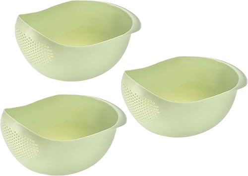 uxcell Cuenco de lavado de arroz, verduras, colador de frutas, colador de arroz, colador de arroz, cesta de drenaje de plástico multiusos para