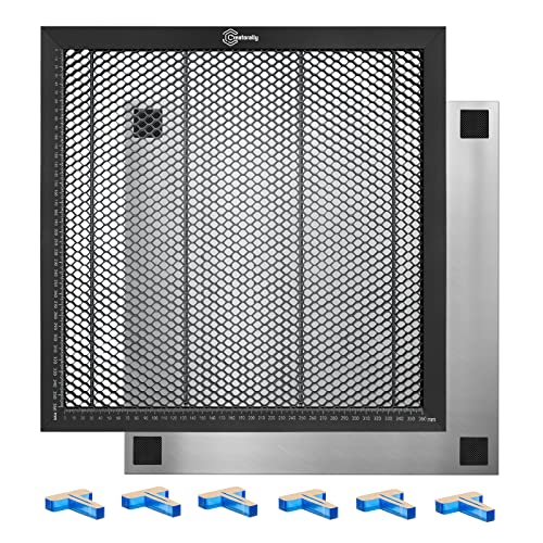 Placa de nido de abeja grabadora láser, 400mmx400mmx22mm Plataforma antihumo de encimera de nido de abeja grande con placa de protección de metal, universal para máquina de tallado/corte láser