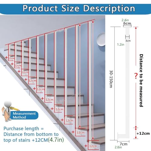 Rambarde métallique en L blanche de 120 cm avec fixation plafond rigide - 5