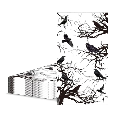 40x33cm Halloween Napkins Serviettes with Crow Pattern,20pcs Disposable Decorative Paper Serviette Napkin Guest Towel Hand Towels Tissue Cocktail Dinner Napkins for Halloween Party Table Decorations