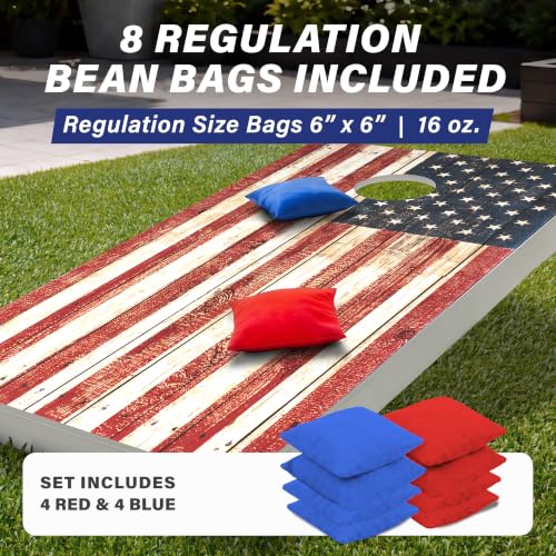 Image of GoSports 4 x 2 ft Regulation Size Wood Cornhole Boards - 10 Vintage Wood Designs (Choose Your Style)