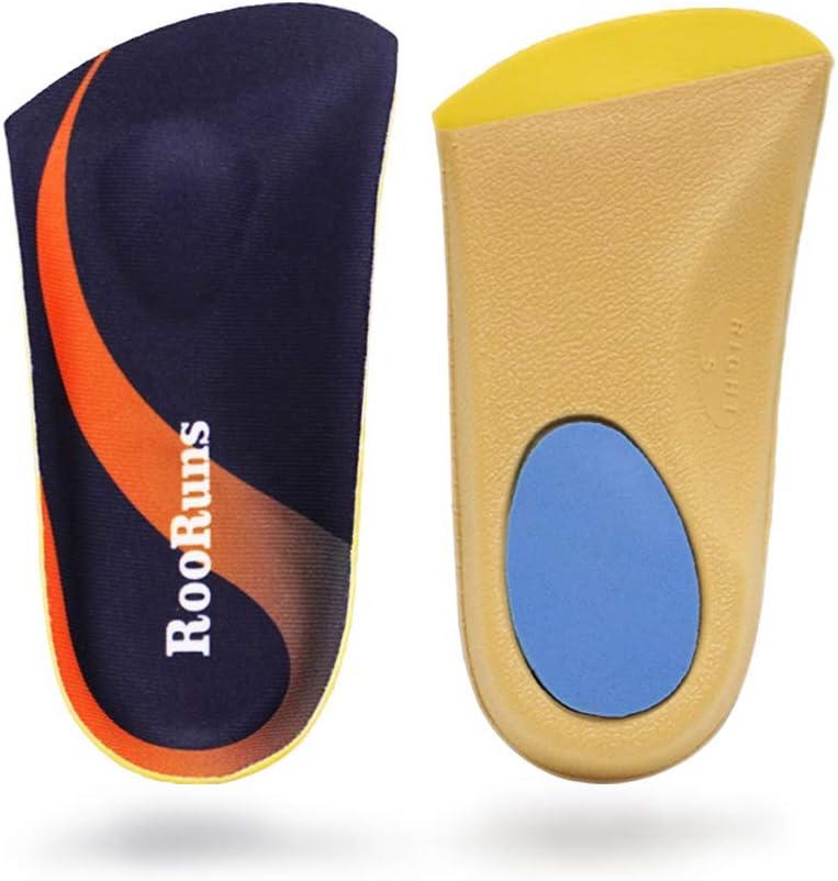 RooRuns Plantar Fasciitis Insoles for Men Women, Orthotic Inserts 3/4 Length with Metatarsal Pads Heel Cushion, High Arch Support Shoe Insoles for Flat Feet, Overpronation, Walking Running, L