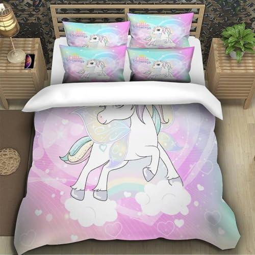 Parure de lit licorne en microfibre douce avec fermeture éclair - 5
