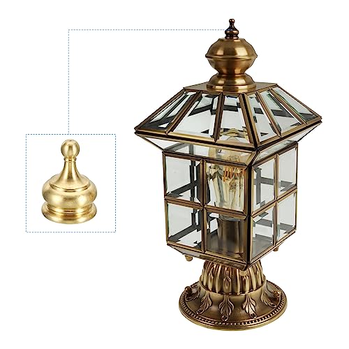 Image of PATIKIL 1 inch Tall Brass Lamp Finials Cap Knob, 2 Set Lamp Screw Holder Tapped 1 /4-27 for Table and Floor Lamp Shade Decoration, Gold Tone