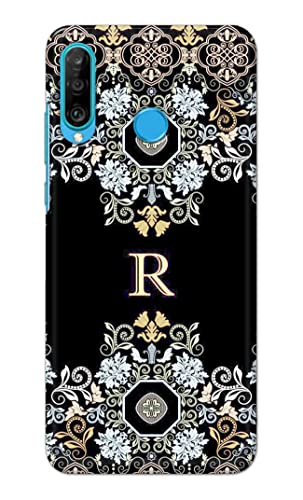 Image of PRINTFIDAA Name II Initial II Letter Alphabet R Floral Pattern Printed Designer Hard Back Case Cover for Huawei P30 Lite /Nova 4e, Marie-L21BX, MAR-L01A, MAR-L21A, MAR-LX1A -(VS) MVN1007
