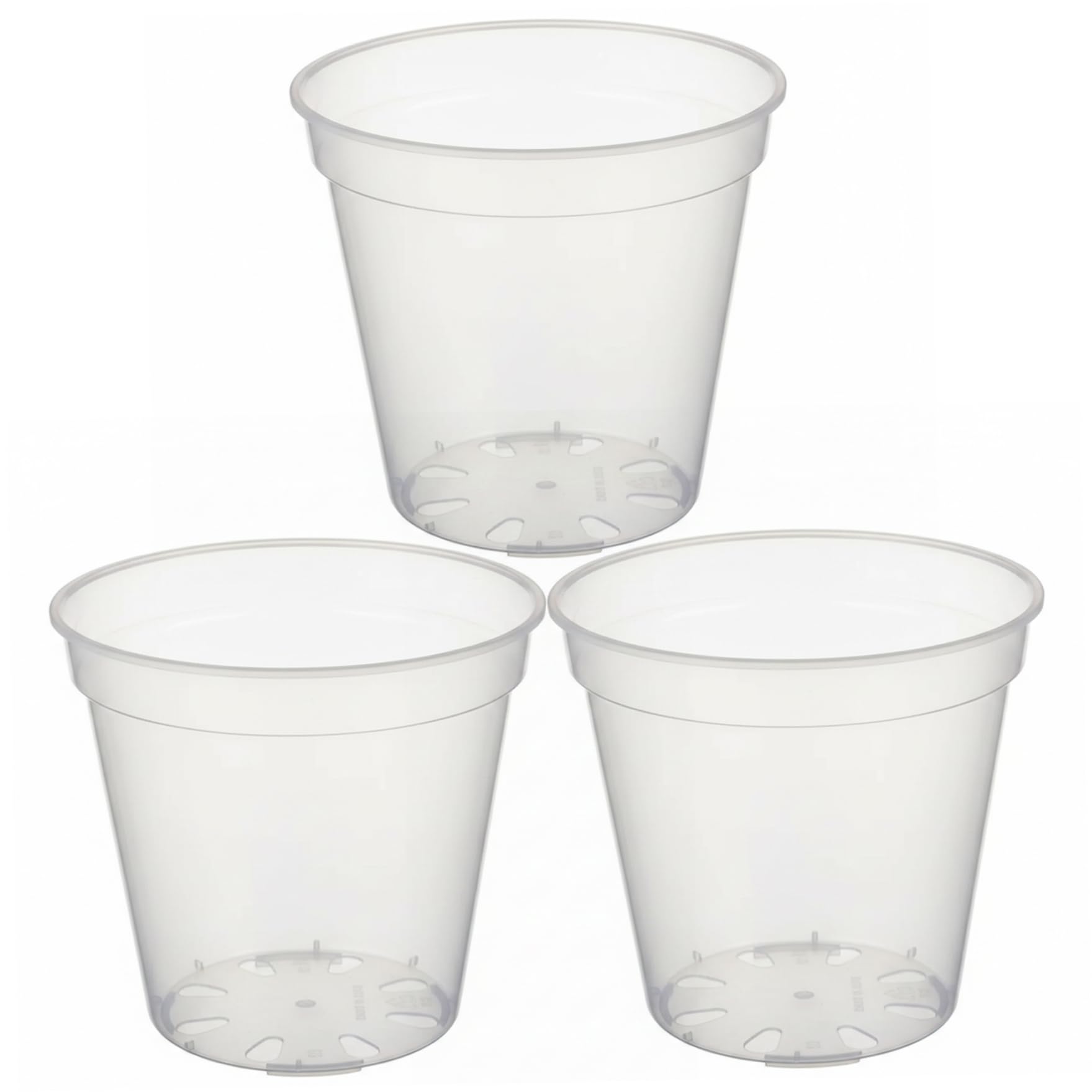 BeVistoso 3 Pack Clear Plant Pots with Drainage Sturdy Plastic Clear Nursery for Indoor Outdoor Plants, 8 Inch