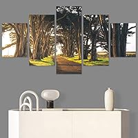 SIGNWIN 5 Panel Canvas Wall Art Green Forest for Home Decorations Ready to Hang - 60