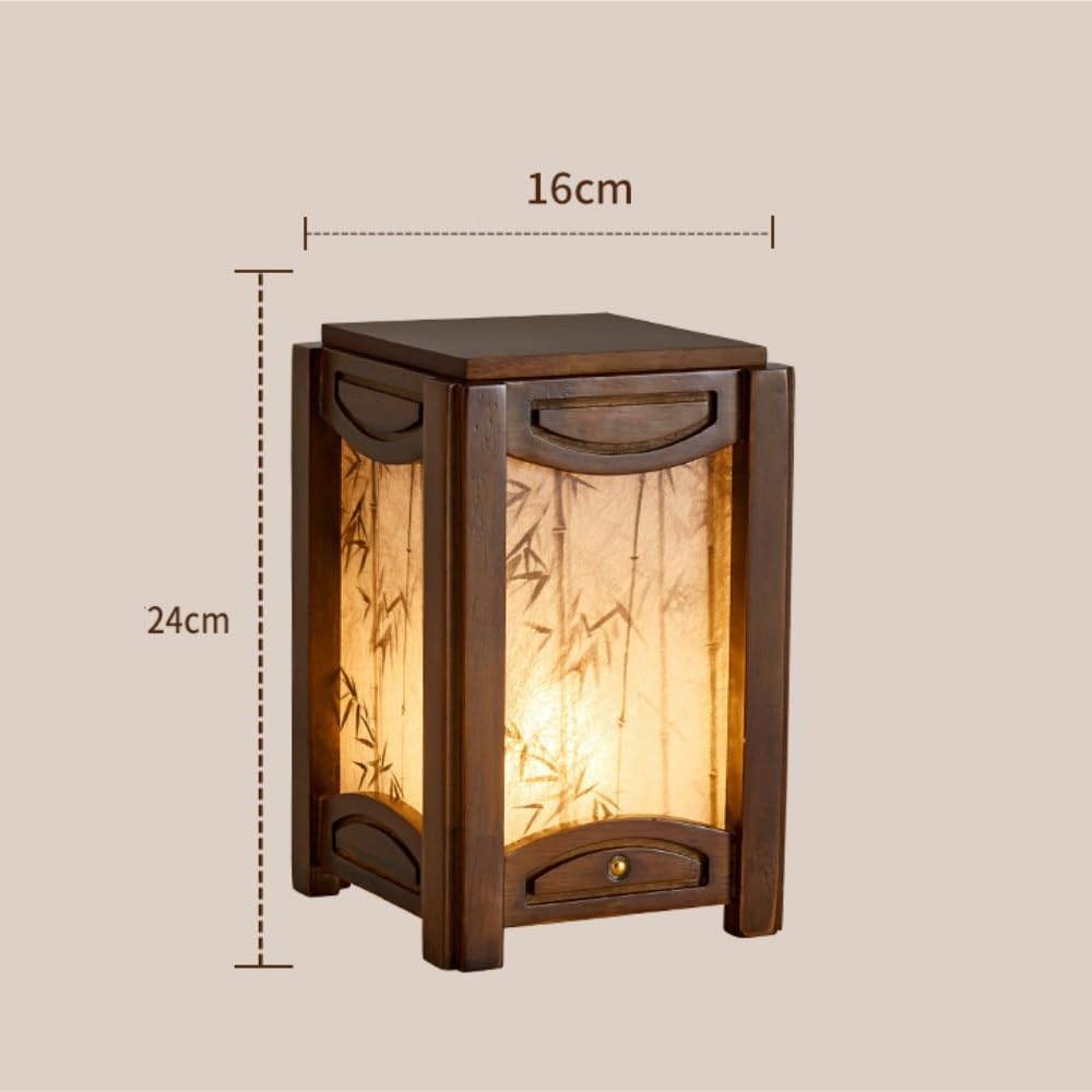Lampada da tavolo in legno cinese, luce ambientale sul comodino | Legno massello, stile cinese, controllo touch, luce ambientale, arredamento della camera