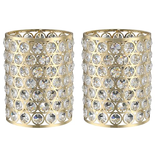 Image of 2 Pack Crystal Replacement Covers Metal Shade Pendant Ceiling Chandelier Wall Sconce Lamp Champagne Fixture