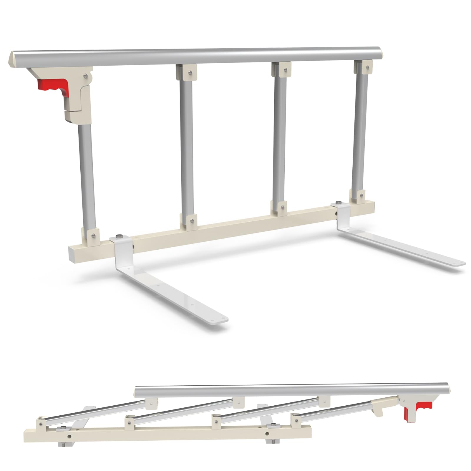 Bed Rails for Elderly Adults Safety, Folding Bedside Assist Rail Handle, Collapsible Bed Fence Preventing Falling for King, Queen, Full, Twin