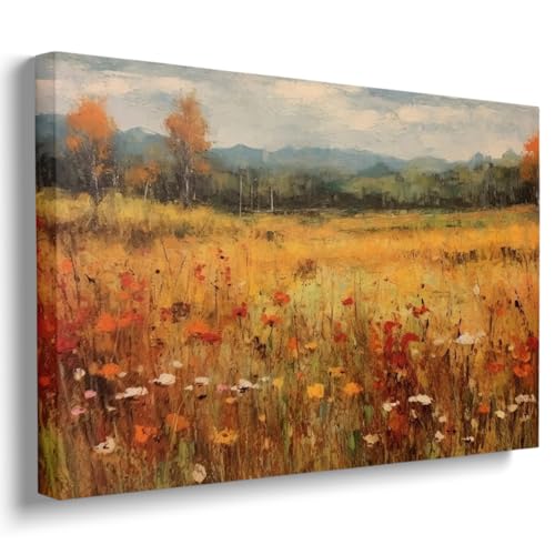 Framed Autumn Wildflowers Canvas Print posters Farmhouse Decor Fall Wall