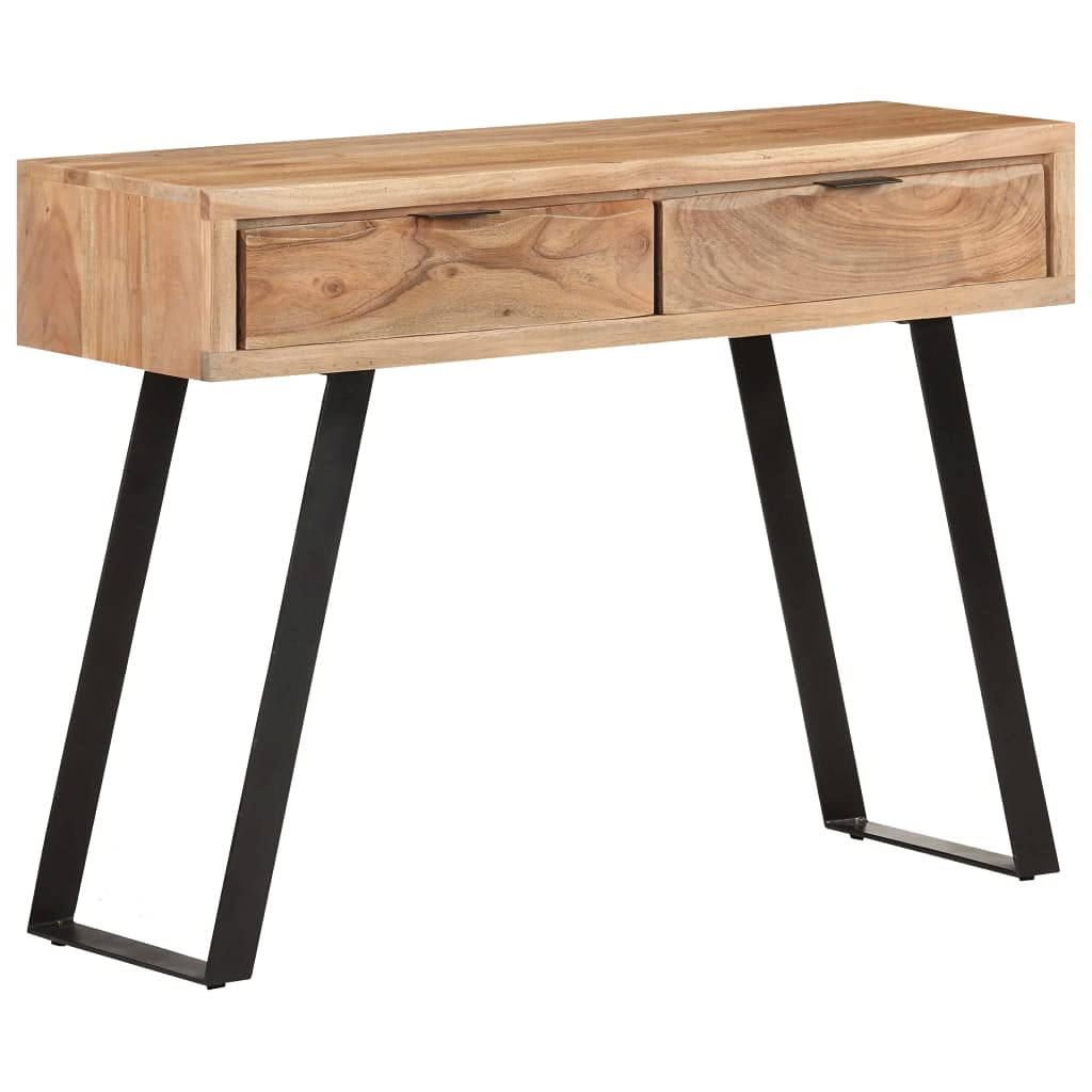 vidaXL Mesa Consola Bordes Naturales Entrada Acento Pasillo Vestíbulo Recibidor Auxiliar Decoración Escritorio Mueble 100x35x76 cm Madera de Acacia