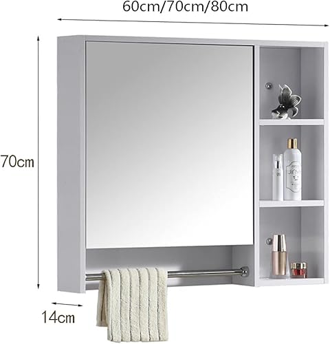 Miniatura 2 de Wall-Mounted Mirror Cabinet Bathroom Storage Rack Washroom Wall-Mounted Solid Wood Storage Mirror Cabinet Bathroom Mirror Cabinet
