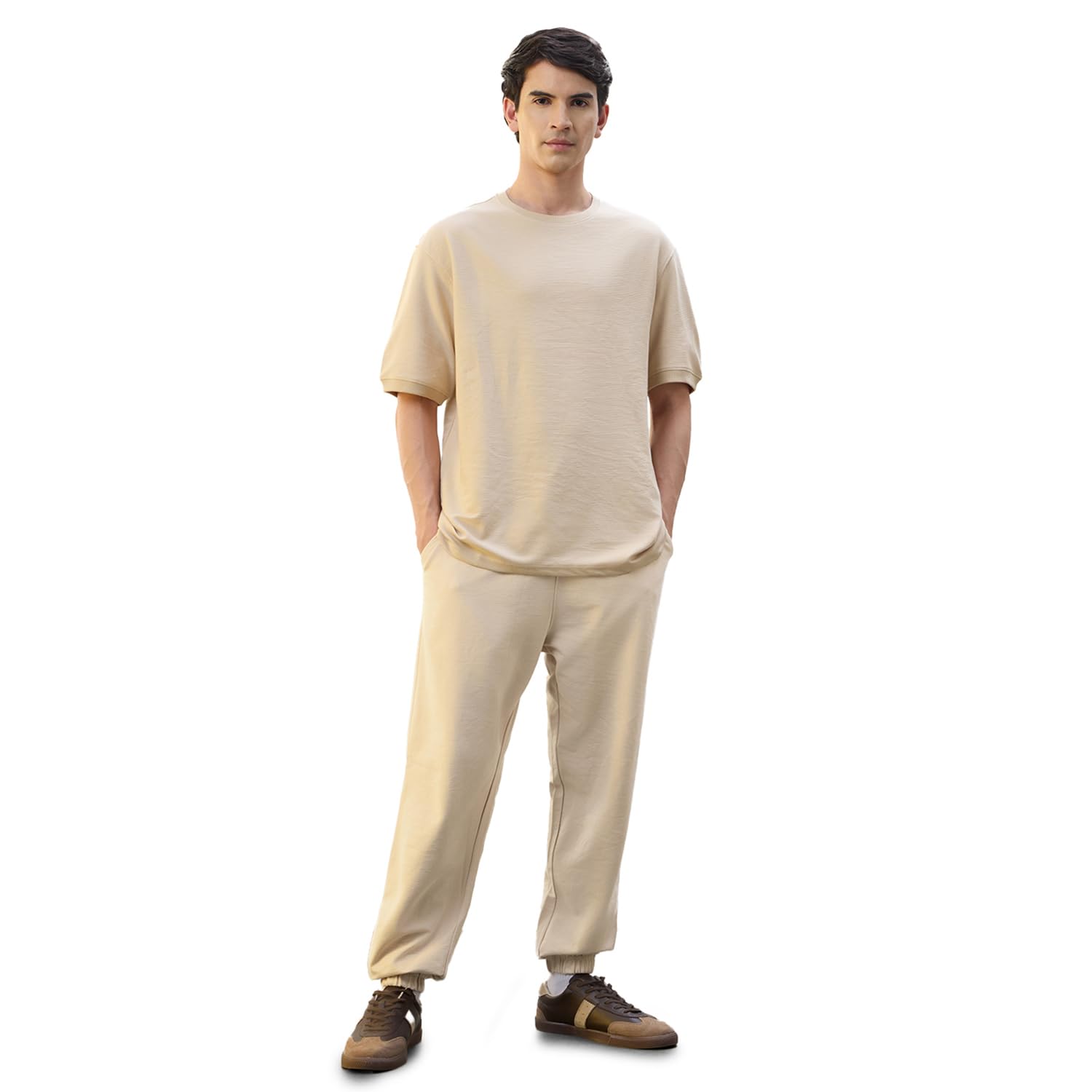 nobero Men Oversized Fit Co-ord Set(1M-LWCS-R0196-SA5_Sand_XL)-picture-36