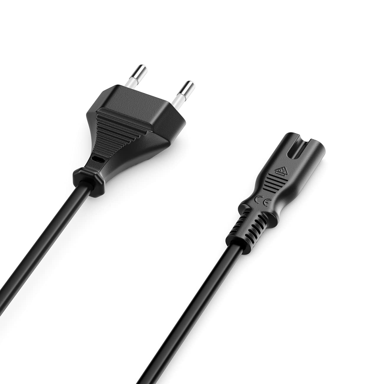 deleyCON 2m Câble D’Alimentation Secteur Prise Type C Euro vers Connecteur C7 Euro - Câble électrique pour TV Blu-Ray Appareils Ménagers Blocs D’Alimentation - Noir