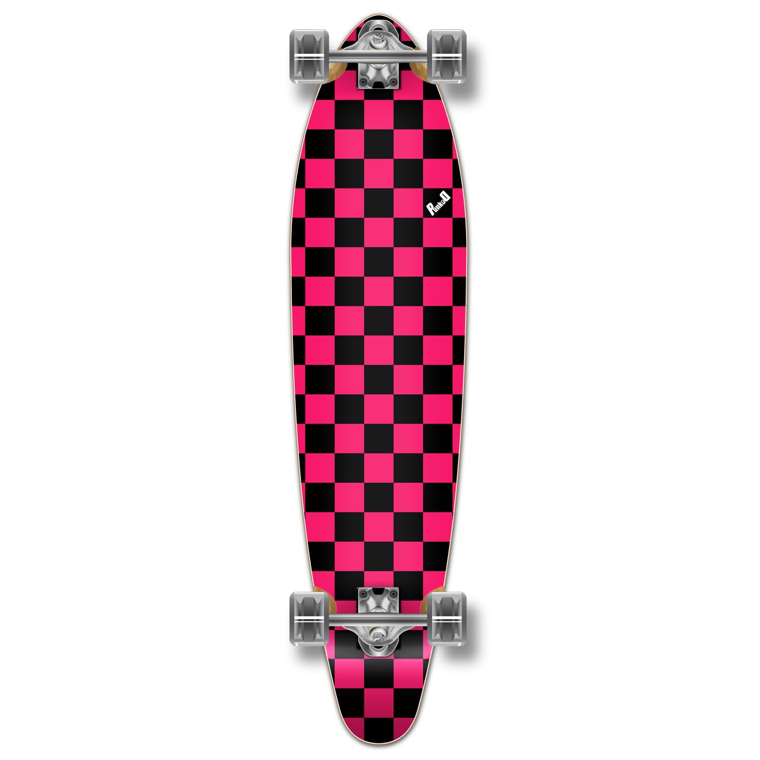 Yocaher Blank/Checker Complete Kicktail Skateboards Longboard Cruiser w/BlackWidow Premium 80A Grip Tape, Aluminum Truck, ABEC9 Bearing, 70mm
