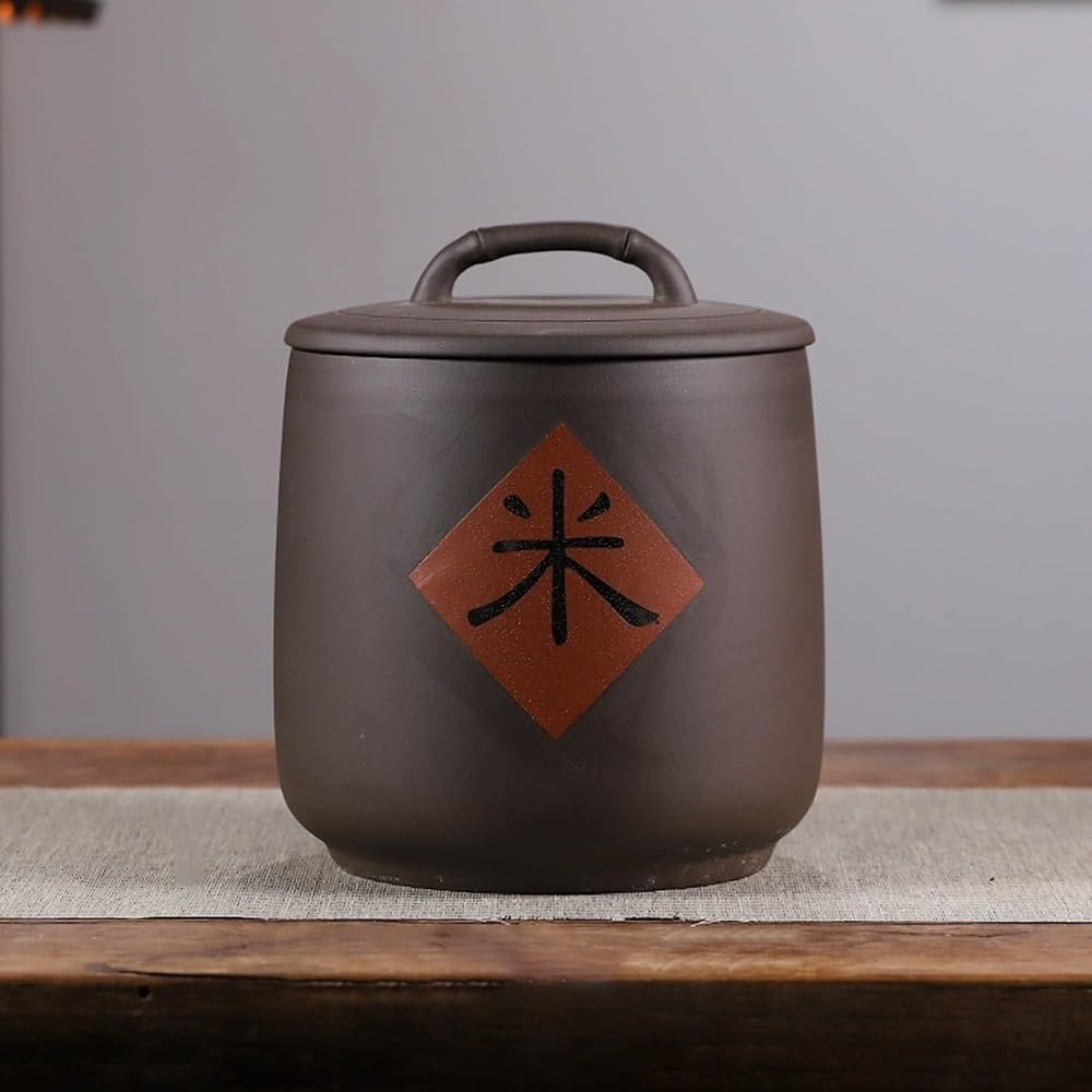 SXYHCK Grain Rice Storage Box, Home Ceramic Food Dispenser, Airtight Ceramic Tank For Rice, Chinese Storage Jar For Flour Nuts Snack(A,10kg/22lb)