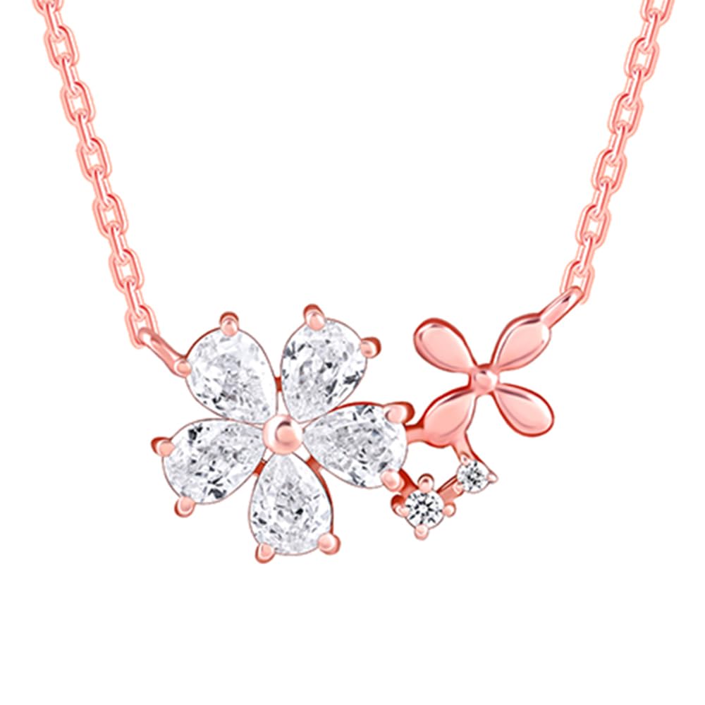 925 Silver Rose Gold Flora Drape Necklace| Pendant to Gift Women & Girls | With Certificate of Authenticity and 925 Stamp | 6 Months Warranty-image-40