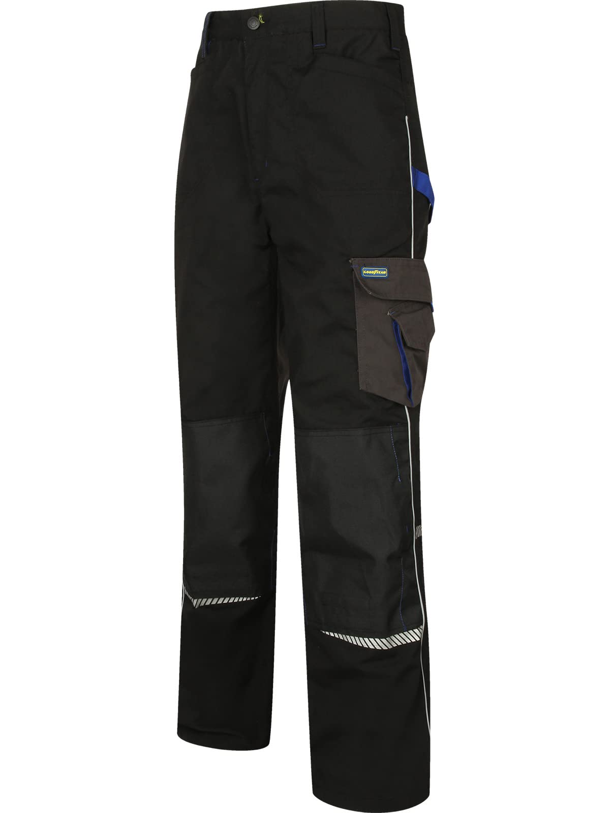 Goodyear Herren Reflective Trim Dreiergruppe nähte Multi-Werkzeug-Taschen Moderne Fracht Kneepad Taschen Arbeitssicherheit Hosen, Schwarz, 38" Taille Regular Leg (31" )