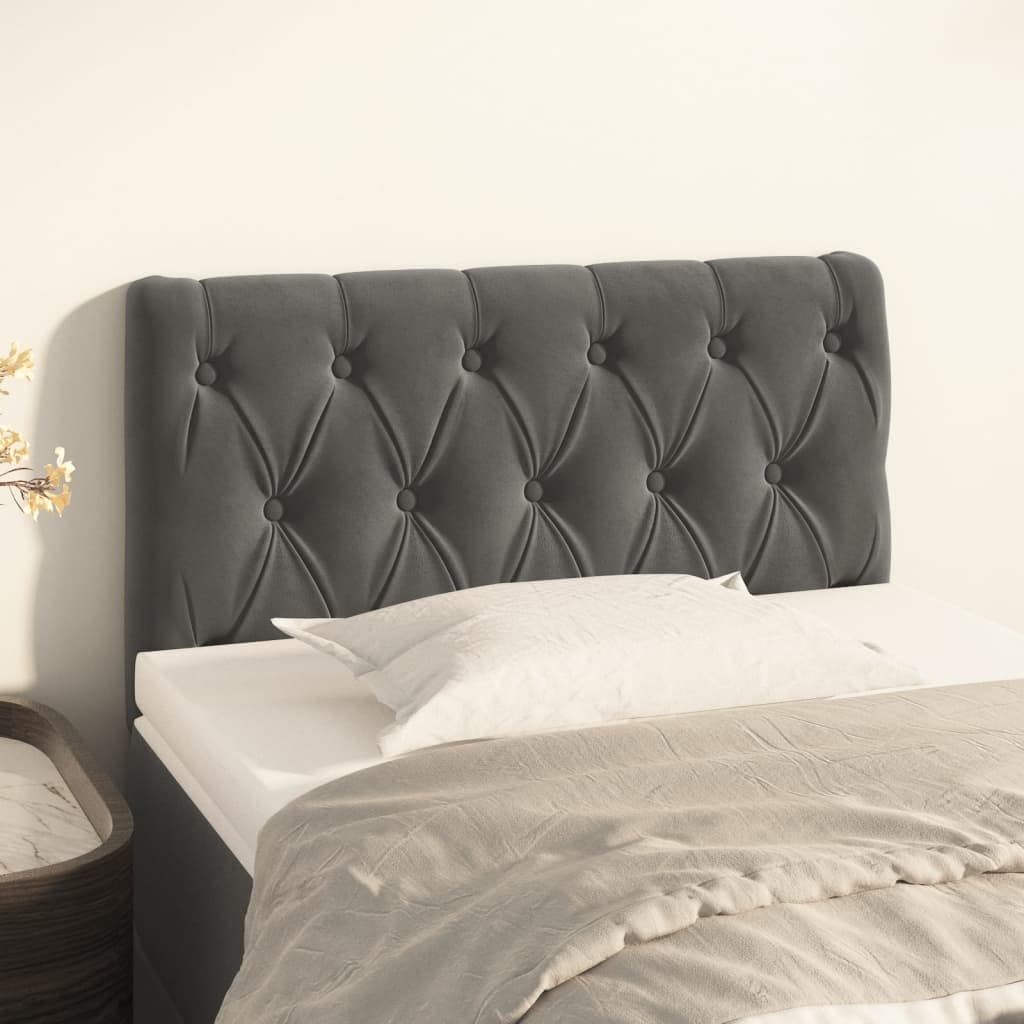 Tête de lit Capitonnée Tête de lit en Velours Tête de lit Rembourrée Excellent Support Hauteur Réglable Meuble pour Chambre Design Élégant Gris Foncé 80x7x78/88 cm