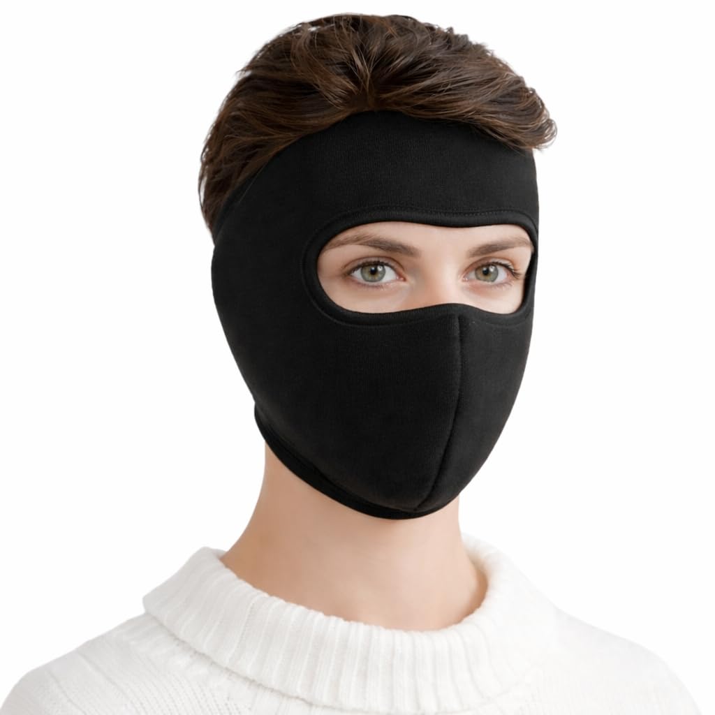 Aankhoi Black Winter Face Mask for Men & Women | Thermal Fleece Balaclava Ski Mask | Windproof Full Face Cover for Bike Riding, Cycling, Trekking, Hiking & Outdoor Sports-image-34
