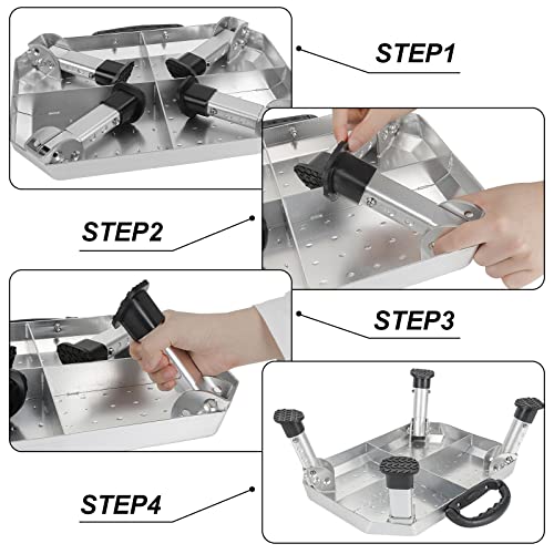 Wdg Safety Rv Steps, Adjustable Height Foldable Platform Step Stool Aluminum Rv Step Stable Camper Steps With Non-Slip Surface & Rubber Feet, Portable Handle, Reflective Tapes, Supports Up To 1400Lbs #TOP4