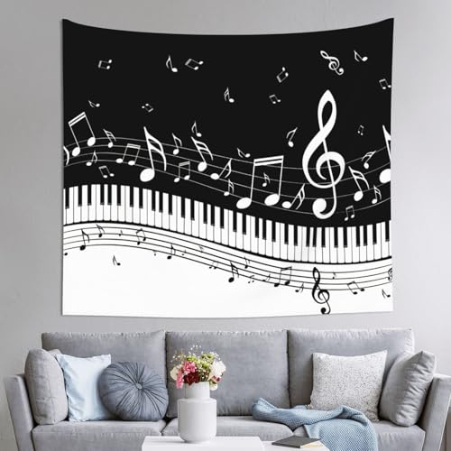 Tapisserie murale note de musique noire et blanche pour creer une ambiance melodieuse