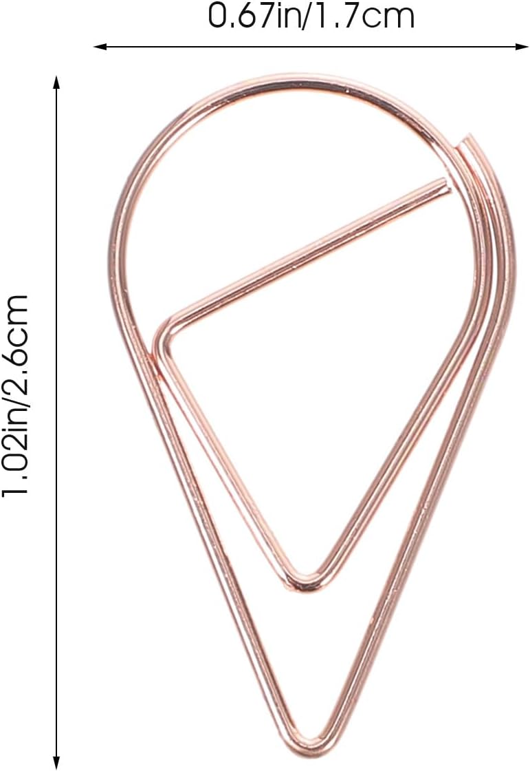 10Pcs Rose Gold Waterdrop Paper Clips Metal Novelty Shaped Pins Multi-Use Office Clips Cartoon Desk Accessories for Document Organization image 2
