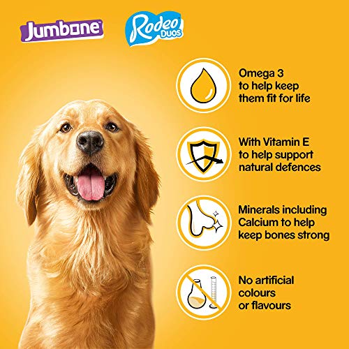 Pedigree Mega Box - Hunde-Leckerchen Multipack mit 24 Rodeo Duos Hühner- und Speckgeschmack und 4 Jumbone Rind- und Geflügelgeschmack, 780 g.