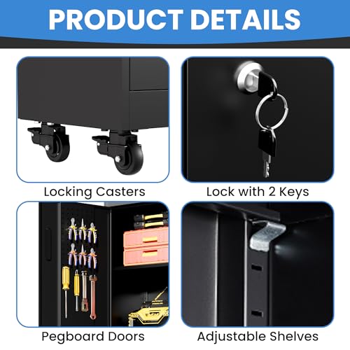 Image of Metal Storage Cabinet for Garage, Tool Cabinet, Utility Cabinet
