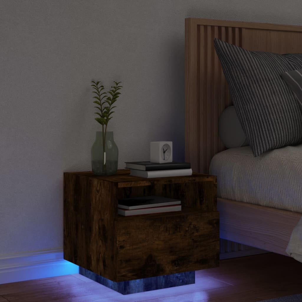 YUANCHUTOP Floating Bedside Table, 2 Tier Small Nightstand Open Shelf Wall Mounted Bedside Table for Bedroom Living Room Home Decor - Oak+Rustic