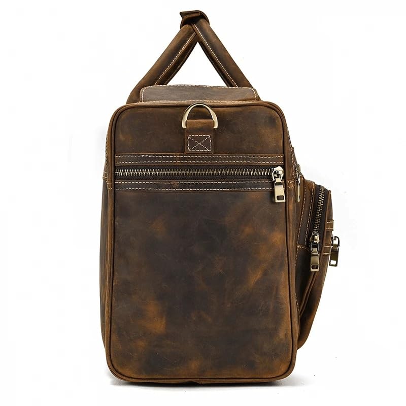 Exlarge Mens Leather Weekend Bag Leather Travel Duffle Large Vintage Cowhide Zipper Bag Luggage Tote Bag4