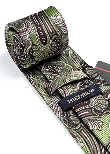 Image of HISDERN Ties for Men Paisley Tie and Pocket Square Woven Classic Floral Mens Ties Handkerchief Set Wedding Party Necktie