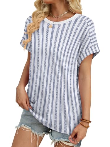 Image of WIHOLL Womens Tops Short Sleeve Shirts Summer Outfits 2026 Spring Dressy Casual Clothes Clothing