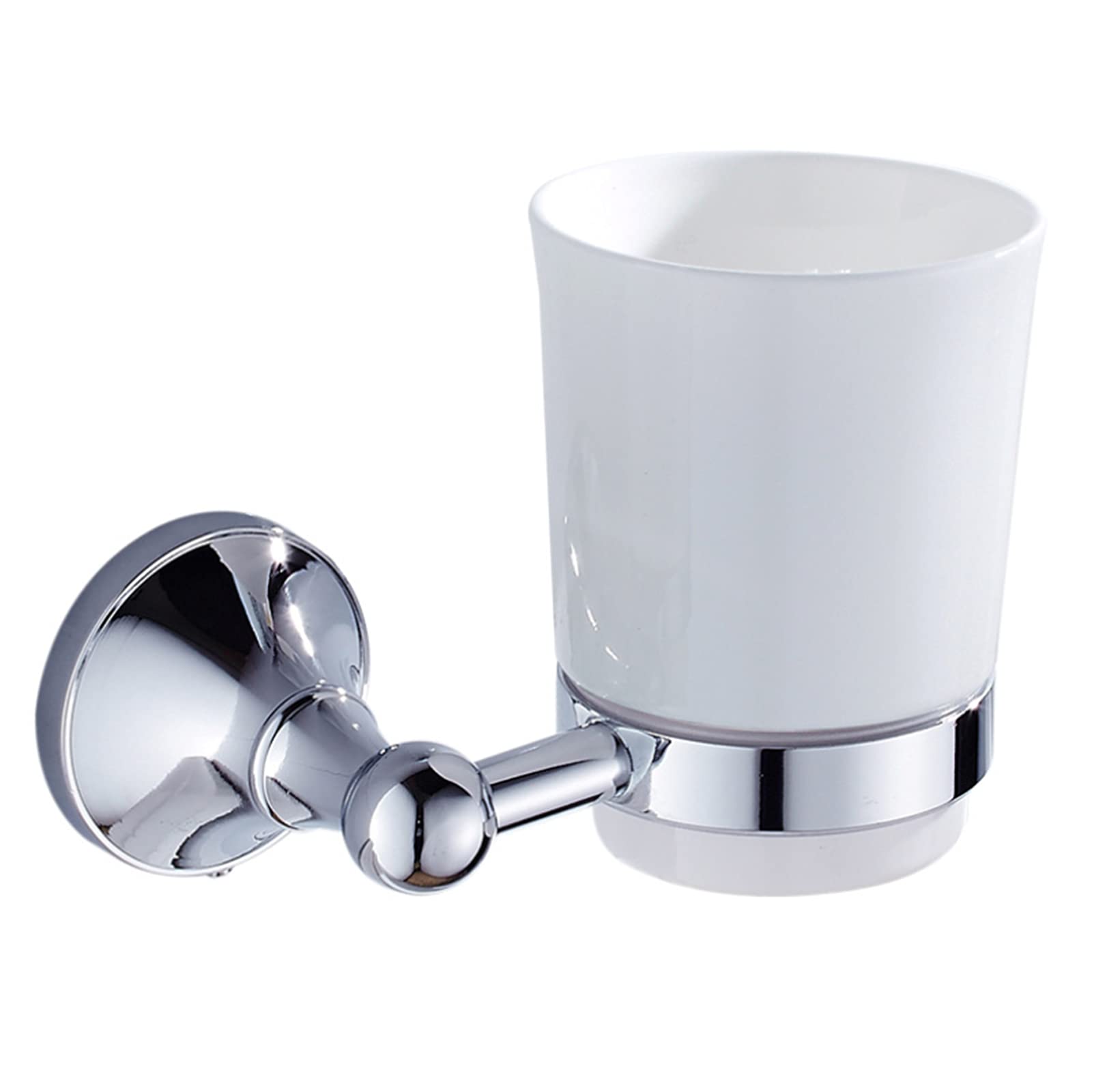 Portavasos para cepillos de Dientes， Soporte Moderno for Cepillo de Dientes Plateado Brillante con Taza de cerámica, Accesorios de baño de latón for Montaje en Pared, perforación(Bronze)