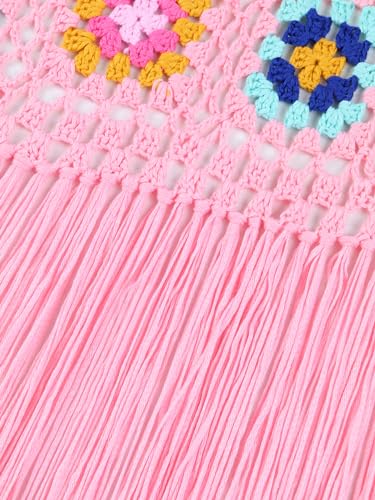 Women's Handmade Crochet Kimono Cardigan Boho Fall Jacket Sexy Tassel Swimsuit Cover Up4