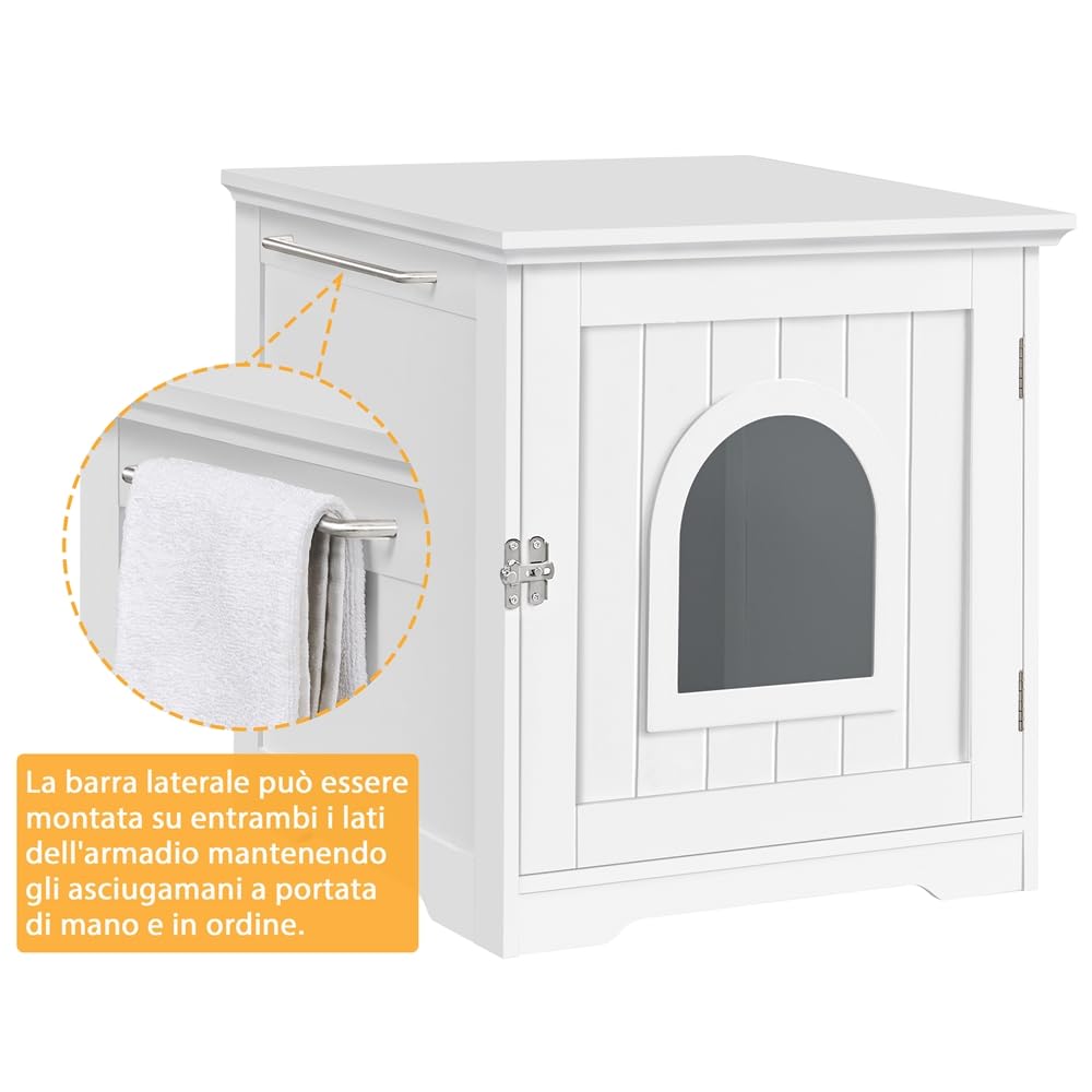 Yaheetech Casetta per Gatti Cuccia per Animali Domestici in Legno da Giardino Cuccia per Gatto Mobile Lettiera Multiuso Armadietto Nido per Gatti Cani 48,5 x 51 x 51,5 cm