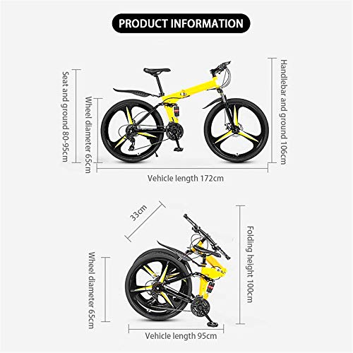 Vélo électrique électrique VTT Mens Mountain Bike 26 pouces pliant Vélo de montagne, 27 vitesses Vélo plein Suspension VTT Vélos de sport masculin et féminin adulte Migration quotidienne Vélos Anti-Sl - Image 6
