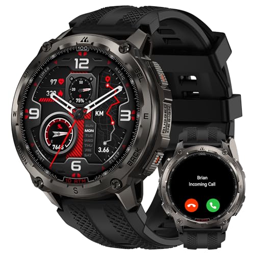 KOSPET Tank T4 GPS Smartwatch Herren, Voll Edelstahl, 6 Satelliten-System & Offline-Karten, 10ATM Wasserdicht (45 m Tauchen), 50-Tage Akku, Bluetooth-Anrufe, 24/7 Herzfrequenz/Schlafmonitor