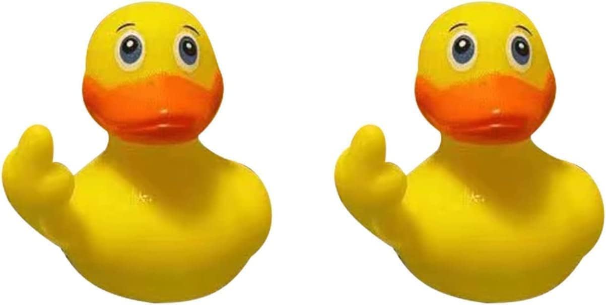 2Pcs Yellow Rubber Ducks Decor, 2.28" Finger Rubber Duck, Cute Small Funny Toys Car Accessories for Bathroom Car Dashboard Decorations，Bath Ornamental