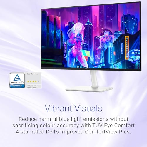 Image of Dell S27 inch QHD Monitor, 100Hz, IPS Panel, 4ms, 99% sRGB, 1500:1 Contrast Ratio, VESA, Low Blue Light, 2 x HDMI, 1x DisplayPort, 2x5W Speaker, Ultra-Thin bezels, Height /Tilt /Swivel /Pivot, White