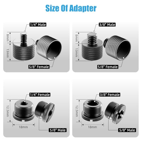 image for FOJOO 8 Pack Mic Stand Adapter 5/8 Female to 3/8 Male and 3/8 Female t