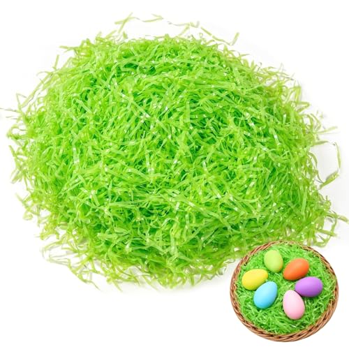 200g Ostergras Grün Füllmaterial Geschenk Geschenkkorb Osterkorb Papier Dekogras Ostern Osternest Gras Geschenkfüllung Papierschnitzel Raffia Ostergras Geschreddertes Papier Osterparty Geschenk Deko
