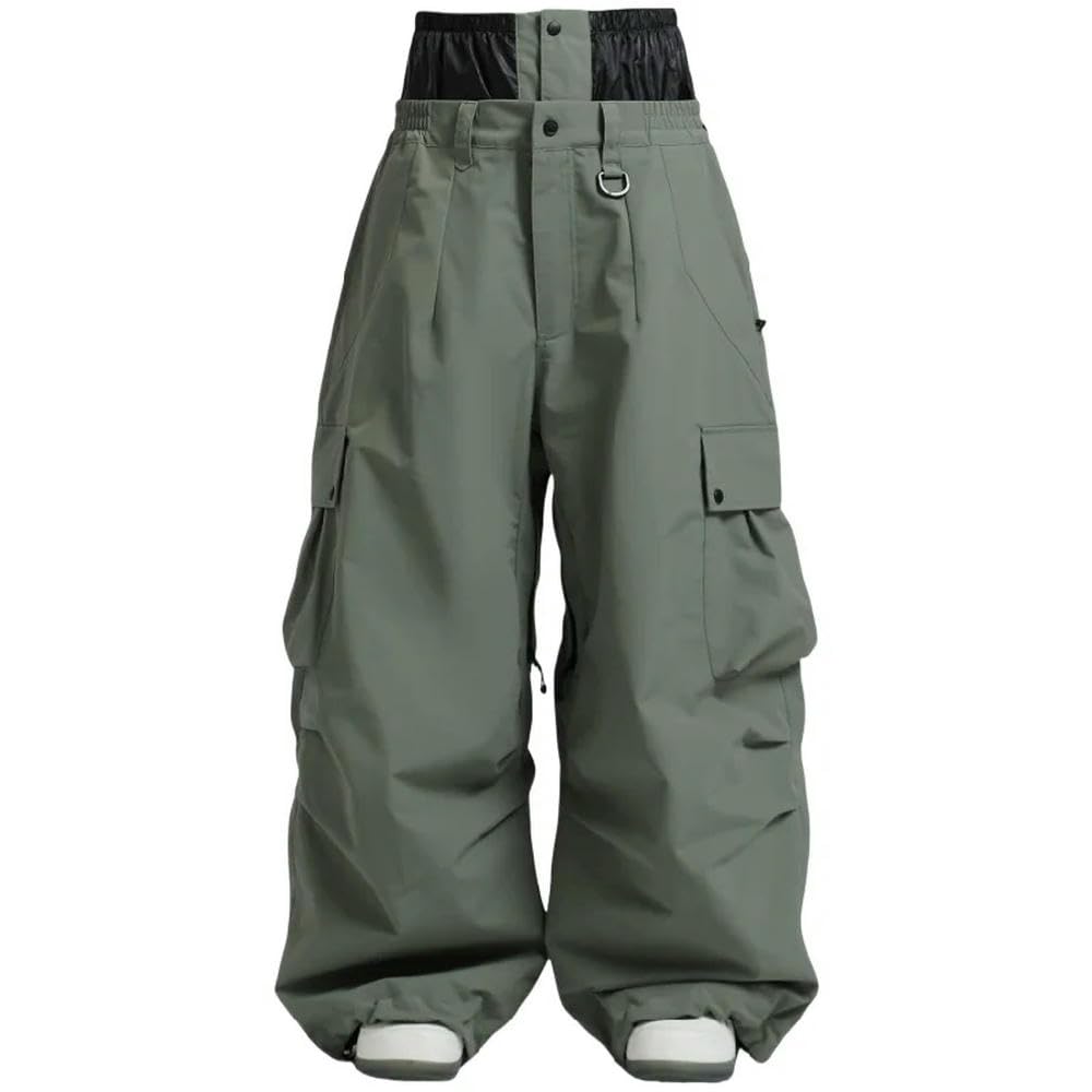 GLDFW - Pantaloni da snowboard super larghi da uomo, impermeabili, antivento, abbigliamento sportivo, isolati, vestibilità larga, pantaloni da sci per il freddo