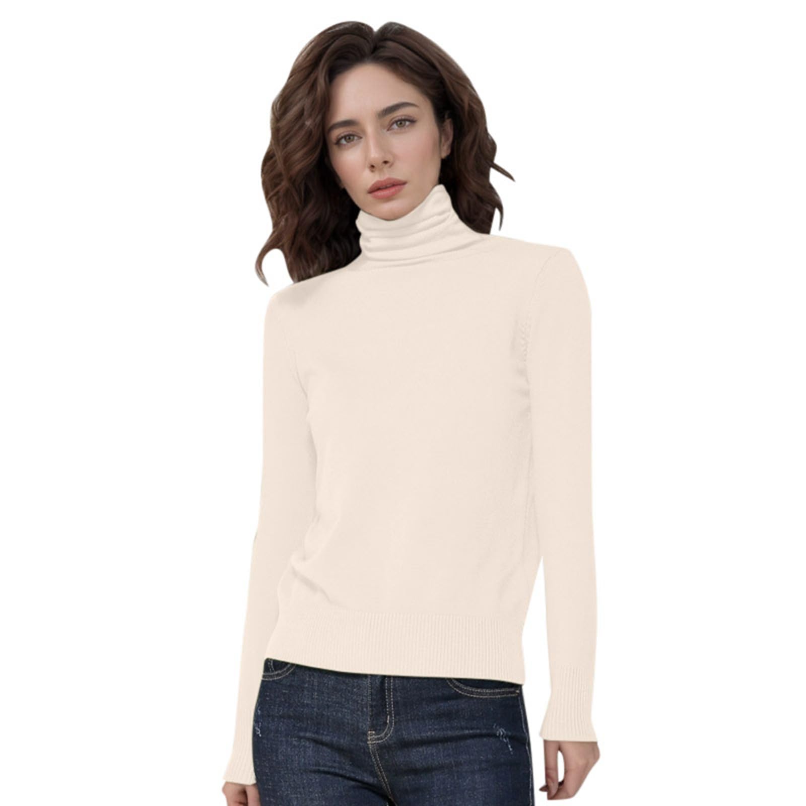 Womens 100 Merino Wool Seamless Sweater Turtleneck First-Line Ready to Wear Long Sleeve Knitted Pullover Tops