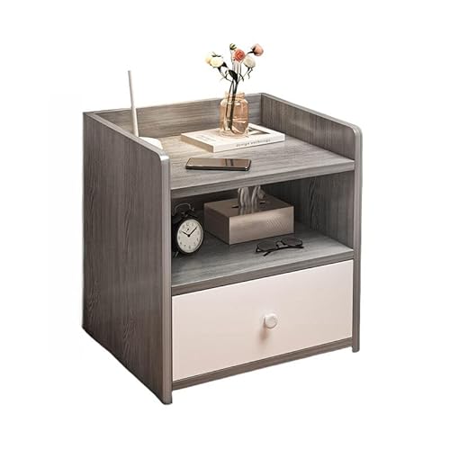 Gtzbciv ベッドサイドテーブル 小型サイドテーブル スリム 引き出し付き おしゃれ コンパクト ベッド横に置ける ミニテーブル リビング 電話台 ソファサイド ベッドサイド 収納棚 シンプル (ロックなしのシングル引き出し,45cm モランディ グレ