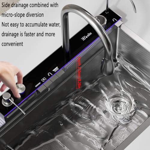 Évier de cuisine cascade nano avec écran numérique inox 304 - 5