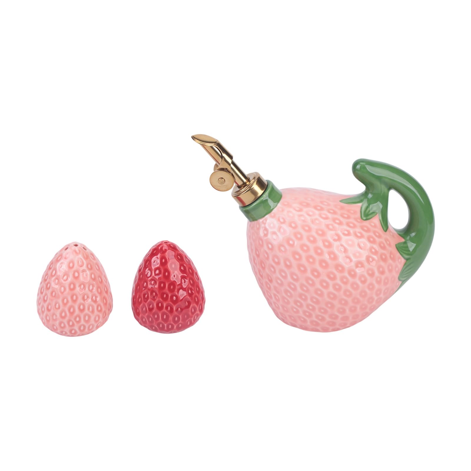 ZEPFJHE Strawberry Shape Oil Pots and Salt Pepper Shaker Set Ceramic Condiemtn Seasoning Container Bottle for Kitchen Decors Ceramic Condiment Container
