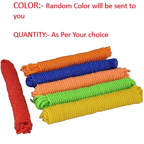 Image of Nylon /Plastic Rope, Cloth Hanging Rope, Rope for Clothes Drying, Multipurpose, Lightweight, Heavy Duty, Weather-Resistant Travel- Friendly Rope for Outdoor /Indoor Use (Random -Colour) (2)