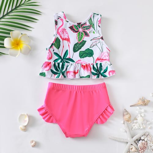 Image of Baby Swimsuit Girl Two Piece Bathing Suit Toddler Girls Summer Beach Ruffle Tankini Swimwear 1-7Y